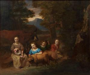 VAN CONINCXVELT ABRAHAM 1590-1649,Quatre jeunes enfants bergers,Pierre Bergé & Associés 2016-06-08
