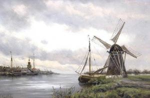 VAN COOVER Jan 1864-1910,River Landscape with Windmill,Rowley Fine Art Auctioneers GB 2016-11-08