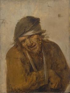 van CRAESBEECK Joos 1605-1662,A PEASANT GRIMACING, HIS ARM IN A SLING,Sotheby's GB 2018-01-31