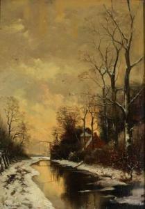 van CROMMELIN Cornelis Wiekev 1868-1910,View of a canal in winter time,Bruun Rasmussen DK 2020-09-21