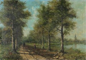 VAN CUYCK MICHEL 1822-1890,Woodpath near a pond,Bernaerts BE 2010-06-21