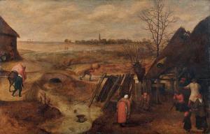 VAN DALEM Cornelis 1530-1573,L'Automne : paysage de rivière en Flandres,Piasa FR 2014-03-31