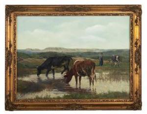 van DAMME SYLVA Emile 1853-1935,Vaches a L'abreavoir,New Orleans Auction US 2022-03-26