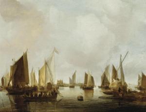 van de CAPPELLE Jan,A yacht and other vessels in a calm in Dordrecht h,Christie's 2020-10-15