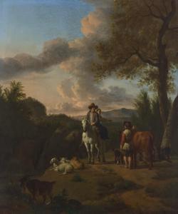 Van De VELDE Adrian,An italianate landscape with a man and a woman on ,Christie's 2024-01-31