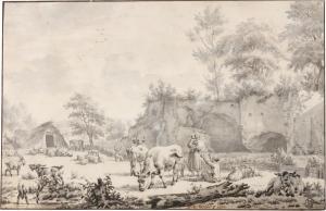 Van De VELDE Adrian,Rural scene, with a family and their animals resti,1662,Sotheby's 2024-01-31