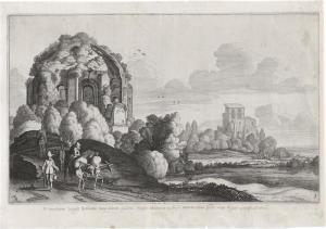 van de VELDE Jan II 1593-1641,Reisende vor dem Tempel der Minerva,Galerie Bassenge DE 2023-06-07