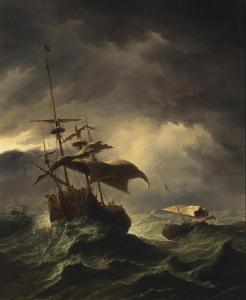 van de VELDE Willem II,English Frigate And Other Shipping In Stormy Seas,Sotheby's 2006-05-09