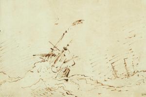 van de VELDE Willem II 1633-1707,Two ships in a gale,17th century,Rosebery's GB 2023-07-19