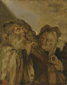 van de VENNE Adriaen Pietersz. 1589-1662,Fray en Leelijck: a blind man playing a pipe an,Christie's 2018-12-06