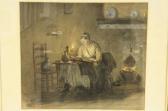 VAN DE WEIJER Johannes Hermanus 1817-1889,Vrouw lezend bij kaarslicht,1885,Venduehuis NL 2011-04-13