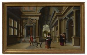 van DELEN Dirk 1605-1671,Elegant figures in a courtyard,1628,Christie's GB 2023-01-31
