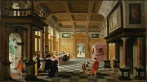 van DELEN Dirk 1605-1671,Interior of a Palace with Ladies and Gentlemen,Sotheby's GB 2021-06-15