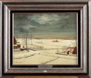 VAN DEN ABBEELE Roger 1931,Paysage enneigé à Essene,VanDerKindere BE 2015-10-13