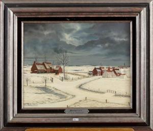 VAN DEN ABBEELE Roger 1931,Paysage enneigé à Mespelare,VanDerKindere BE 2015-10-13