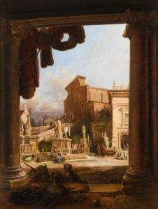 VAN DEN ABEELE Jodocus Josse Sebastiaen,Rome, a view of the Campidoglio,1852,Sotheby's 2020-04-08
