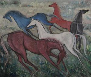VAN DEN ABEELE,Rennende paarden,1962,Bernaerts BE 2011-06-20