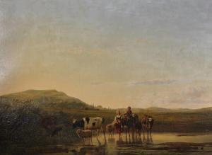 van den BERG Simon 1812-1891,Figures with Cattle and Sheep in a Landscape,John Nicholson 2020-07-17