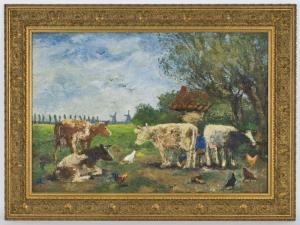 VAN DEN BERGH Pieter,Depicting a olland landscape with farm animals,1865,Dallas Auction 2009-10-14