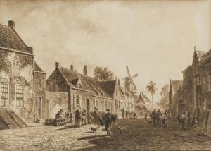 van den BERGHE Willem Jan 1823-1901,A Busy Dutch Street Scene,Strauss Co. ZA 2023-10-09