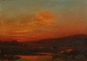van den BERGHE Willem Jan 1823-1901,Deer in the evening light,Twents Veilinghuis NL 2022-01-06