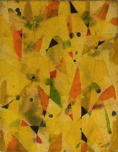van den BORRE Guillaume,Abstraction géométrique sur fond jaune,1963,VanDerKindere 2020-01-21