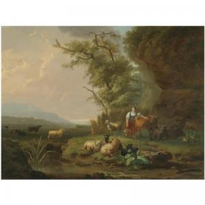 van den bosch jan hendrick,A LANDSCAPE AT SUNSET WITH A MILKMAID AND HER HERD,Sotheby's 2008-10-30