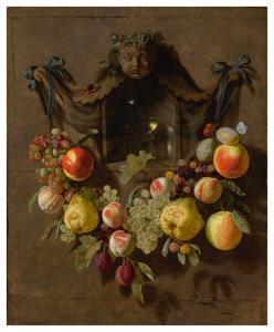 van den BOSCH Pieter,A TROMPE L'OEIL STILL LIFE WITH A SWAG OF GRAPES, ,1654,Sotheby's 2020-06-11