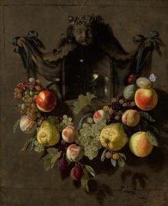 van den BOSCH Pieter,A TROMPE L'OEIL STILL LIFE WITH A SWAG OF GRAPES, ,1654,Sotheby's 2020-01-30