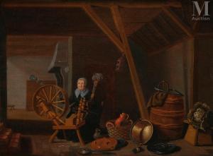 van den BOSCH Pieter 1613-1663,Couturière dans un intérieur,Millon & Associés FR 2022-05-05