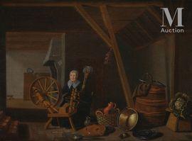 van den BOSCH Pieter 1613-1663,Couturière dans un intérieur,Millon & Associés FR 2021-12-14