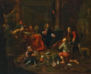 van den BOSSCHE Balthazar 1681-1715,Peasants paying the Tithe,Palais Dorotheum AT 2023-12-15