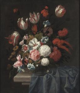 van den BROECK Elias,Tulips, roses, poppies and other flowers in a glas,Christie's 2009-05-06