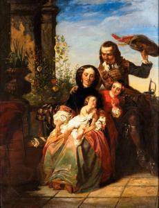 van den DAELE Casimir 1818-1880,Famiglia nel giardino,1853,Casa d'Aste Arcadia IT 2024-04-17