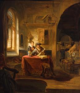 van den EECKHOUT Gerbrandt,A philosopher and his apprentice in a study,1643,Sotheby's 2023-07-07