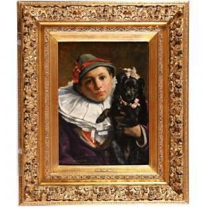 van den EYCKEN Charles II 1859-1923,Le jeune arlequin et son chien,Herbette FR 2023-03-19