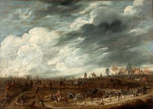 van den HOECKE Robert 1622-1668,Le retour des soldats dans un paysage,Aguttes FR 2019-11-14