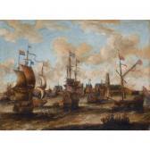 van den VELDEN Pieter 1643-1687,english and dutch shipping off antwerp,1730,Sotheby's GB 2006-04-25