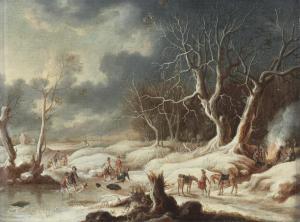 van den VELDEN Pieter 1643-1687,Paysage d'hiver avec une rixe de voyageurs,Christie's GB 2023-06-16
