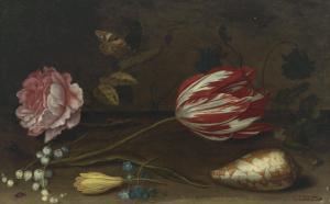 van der AST Balthasar,A rose, a tulip, insects, and a shell on a ledge,Christie's 2024-04-17