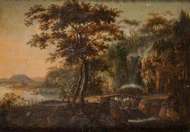 van der CROOS Jacob 1635-1700,Paysage au pont,Delorme-Collin-Bocage FR 2021-12-08