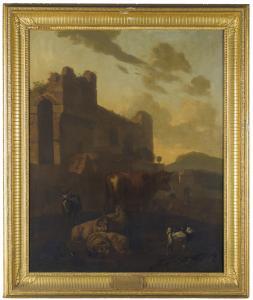 van der DOES Jacob 1623-1673,COWS AND SHEEP AT REST BESIDE CLASSICAL RUINS,Sotheby's GB 2014-04-30