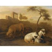 van der DOES Jacob 1623-1673,SHEEP AND GOATS IN A LANDSCAPE WITH A RUIN BEYOND,Sotheby's 2007-09-17