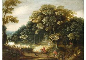 van der GRACHT Gommaert 1590-1639,WALDLANDSCHAFT MIT REITENDEN JÄGERN,Hampel DE 2008-09-19