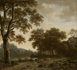 Van Der HAAGEN Joris Abrahamsz,A wooded river landscape with cattle and goats,Christie's 2023-12-08