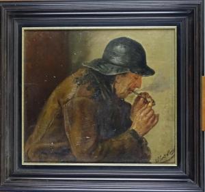 van der haeghen edmond 1836-1919,Pêcheur fumant,Monsantic BE 2024-02-18