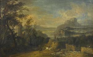 VAN DER HAGEN Willem 1690-1745,An extensive landscape with mounted figures and ho,Bonhams 2016-03-07