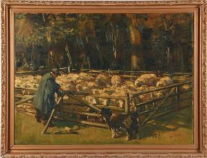 van der HEIDE Johann Wilhelm 1878-1957,SHEEP CORRAL,Charlton Hall US 2013-06-21