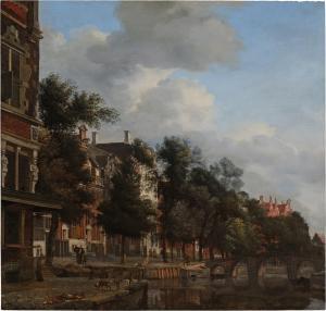 Van Der HEYDEN Jan 1637-1712,An imaginary view of a quiet canal in Amsterdam,Sotheby's GB 2023-01-26