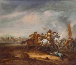 van der HOEF Abraham 1611-1666,A military skirmish,Venduehuis NL 2021-11-17